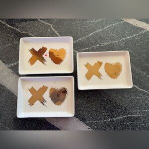 Set of Three Gold and Brown Decorative Trays